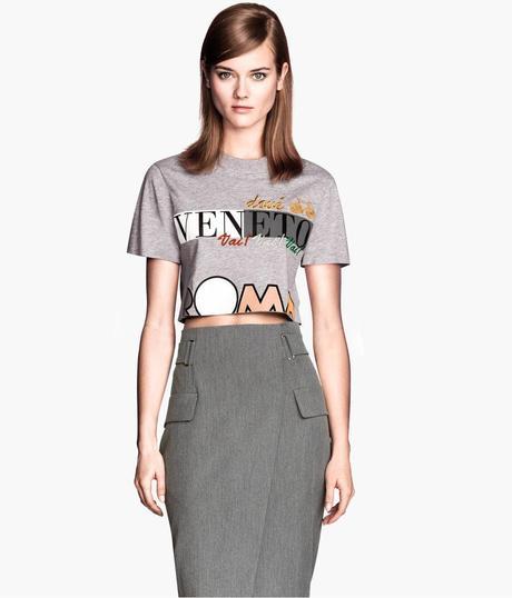 H&M Short Logo Grey Crop Top