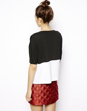 Image 2 of ASOS Monochrome Textured T-Shirt with Yeah Right