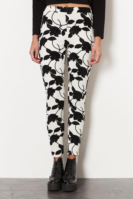 TOPSHOP Textured Floral Flock Treggings