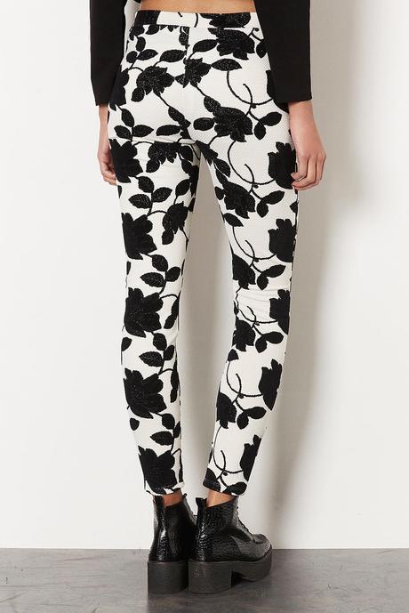 TOPSHOP Textured Floral Flock Treggings