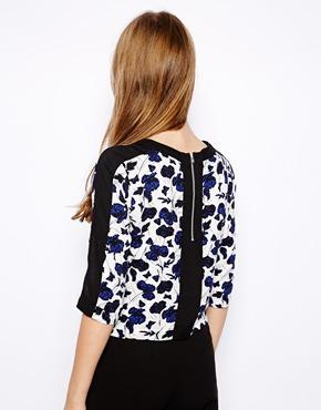 ASOS Warehouse Floral Block Sleeve Top