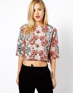 ASOS Boxy Kimono Top in Floral Jacquard