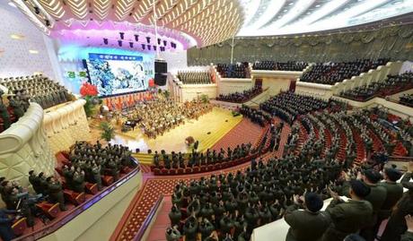 Performance by the State Merited Chorus at the People's Theater given to mark the birth anniversary of late leader Kim Jong Il (Photo: Rodong Sinmun).