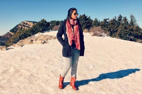 Heart Print Scarf, Lucky Brand Jeans, GAP Boots,, Ray Ban Sunglasses, Tanvii.com