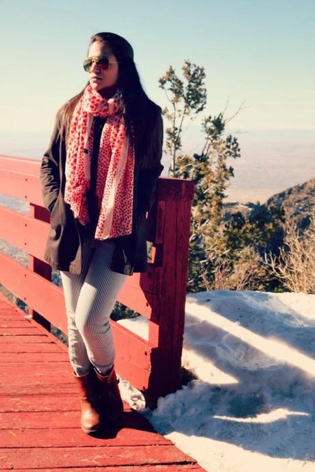 Heart Print Scarf, Lucky Brand Jeans, GAP Boots,, Ray Ban Sunglasses, Tanvii.com