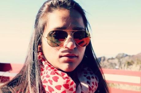 Heart Print Scarf, Lucky Brand Jeans, GAP Boots,, Ray Ban Sunglasses, Tanvii.com