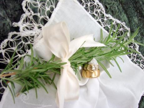Old fashioned bridal aromatic bouquet of rosemary