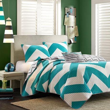 turquoise chevron comforter | Chevron Bedding Captures a Current Trend