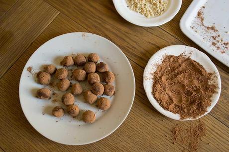 Raspberry Chocolate Truffles with White Chocolate Dipping Sauce