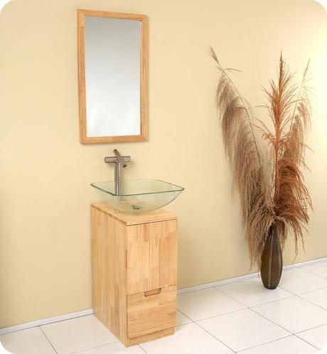 Fresca 17 Inch Brilliante Single Vessel Sink Vanity Natural Wood