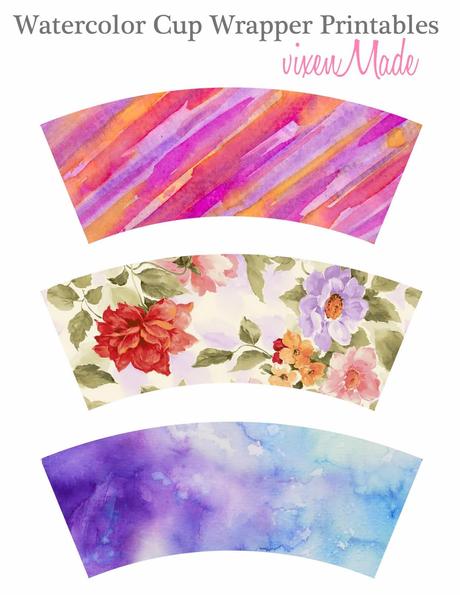 Watercolor Cup Wrapper Printables