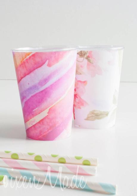 Watercolor Cup Wrapper Printables