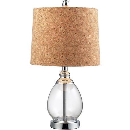 Clear Glass Table Lamp with Cork Shade