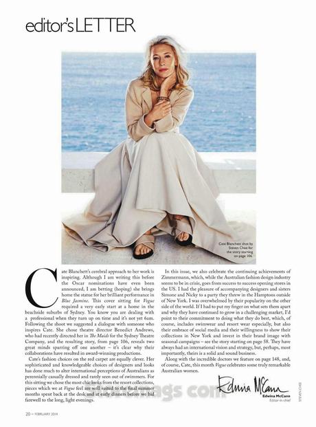 Cate Blanchett Covers for Vogue Australia February 2014