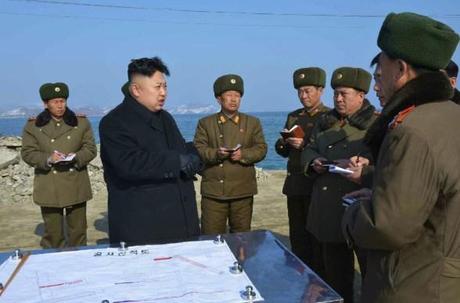 Kim Jong Un gives instructions about the completion of construction of the 8 January Fishery Station of the KPA (Photo: Rodong Sinmun).