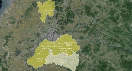 FMD Discovered in Pyongyang Areas of Pyongyang and North Hwanghae Province where cases of FMD have been reported since 8 January 2014 (Photo: Dr. Curtis Melvin/DPRK Digital Atlas/38 North/USKI).