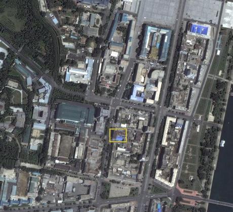 The DPRK Foot-and-Mouth Disease Research and Prevention Institute (annotated) in central Pyongyang (Photo: Digital Globe).