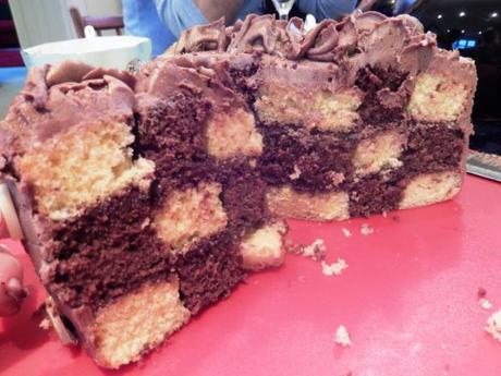 checkerboard chocolate happy birthday cake