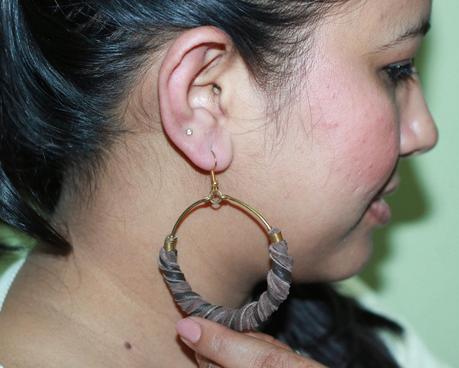 I Am Wearing - Metal and Leather Hoop Earrings By W