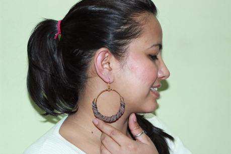 I Am Wearing - Metal and Leather Hoop Earrings By W