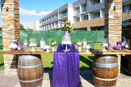 Rustic Wedding Table with hints of Purple and Silver by Any Occasion Events