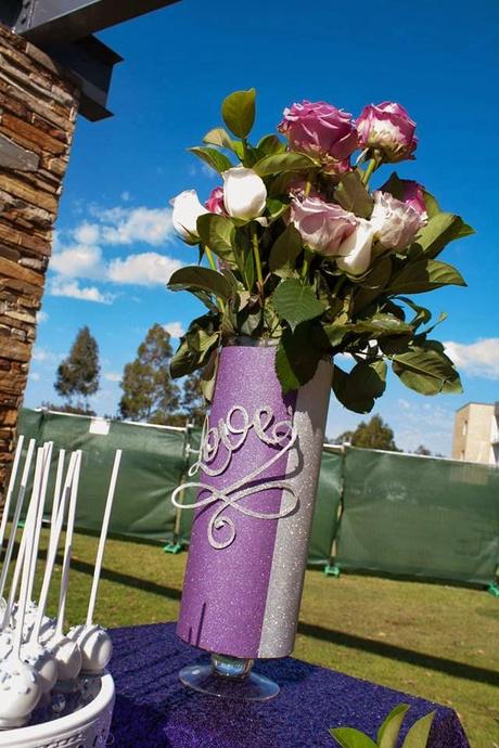 Rustic Wedding Table with hints of Purple and Silver by Any Occasion Events