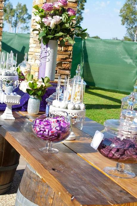 Rustic Wedding Table with hints of Purple and Silver by Any Occasion Events