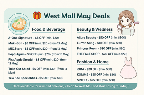 Sweet Surprises for Mum at West Mall This Mother’s Day – New Eats, Up to 50% Off, and FREE Rewards! Sweet Surprises for Mum at West Mall This Mother’s Day – New Eats, Up to 50% Off, and FREE Rewards!