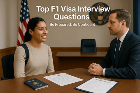International student answering F1 visa interview questions at U.S. embassy with confidence and preparation