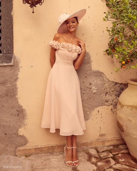 21 Wedding Guest Dresses Summer to Try Now wedding guest dresses summer tea length off the shoulder veniinfantino