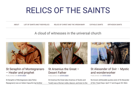 Relics of the saints – New site
