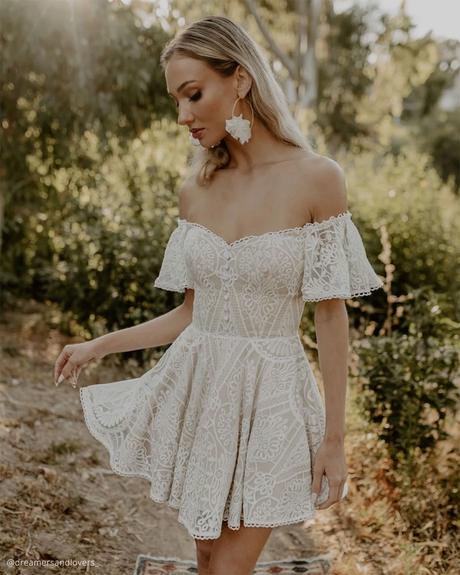 LENA Short Lace Wedding Dress