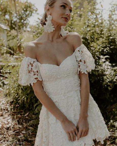 Eleanor Off Shoulder Lace Short Dress