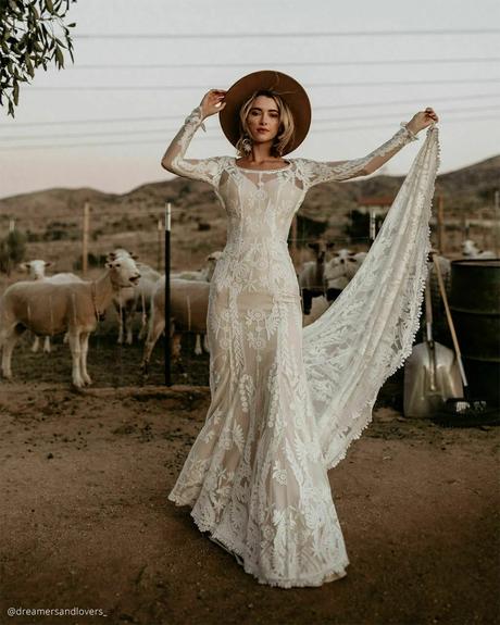 dreamers and lovers boho wedding dresses sheath with long sleeves