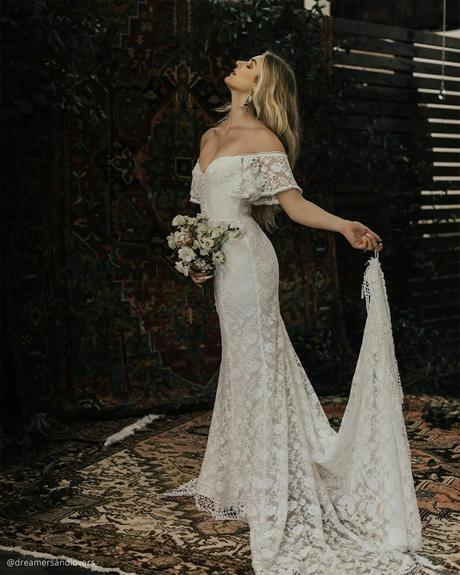 dreamers and lovers boho wedding dresses lace off the shoulder