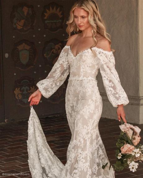 dreamers and lovers boho wedding dresses off the shoulder lace
