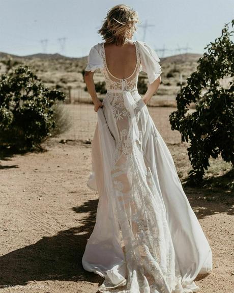 Hayley Magical Romantic Gown with Mixed Lace and Crepe