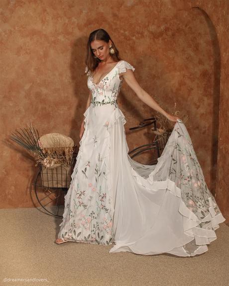 dreamers and lovers boho wedding dresses floral colored sheath