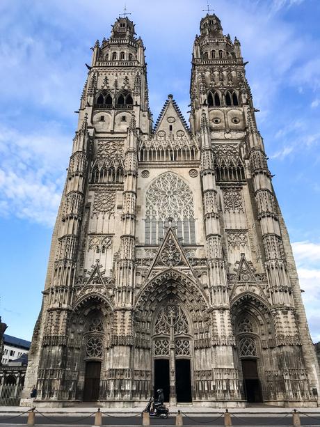 Cathédrale Saint-Gatien bell towers street view of the Cathédrale Saint-Gatien in Tours France