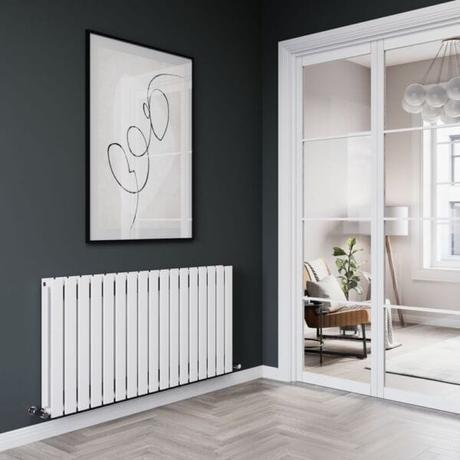 Erin flat panel designer convector radiator - horizontal side view