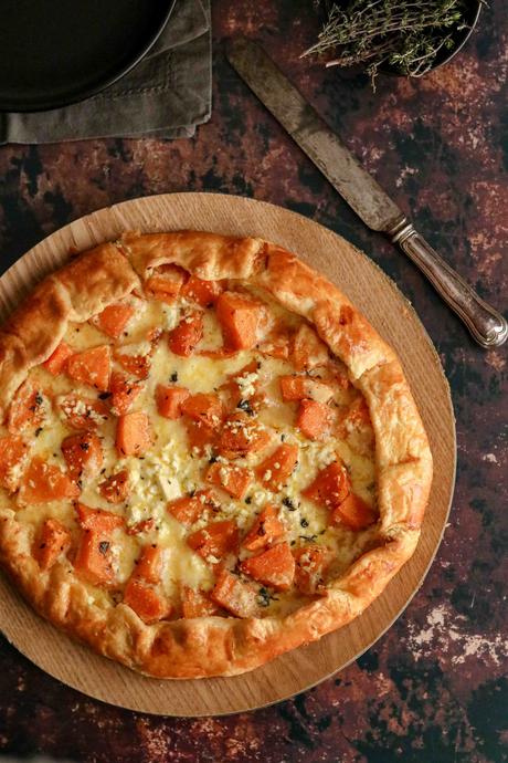 Roasted butternut and feta galette with thyme