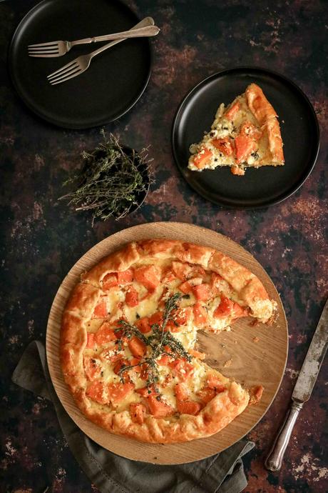 Roasted butternut and feta galette with thyme