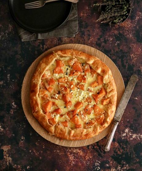 Roasted butternut and feta galette with thyme