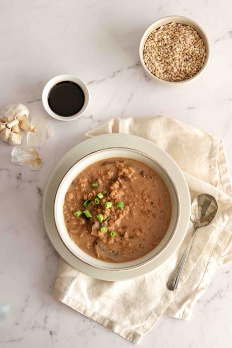 Mushroom and miso soup with barley Mushroom and miso soup with barley
