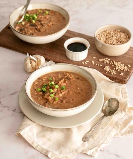 Mushroom and miso soup with barley Mushroom and miso soup with barley