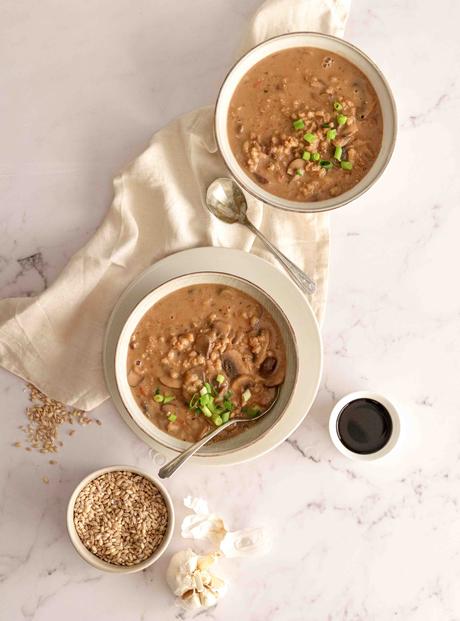 Mushroom and miso soup with barley Mushroom and miso soup with barley