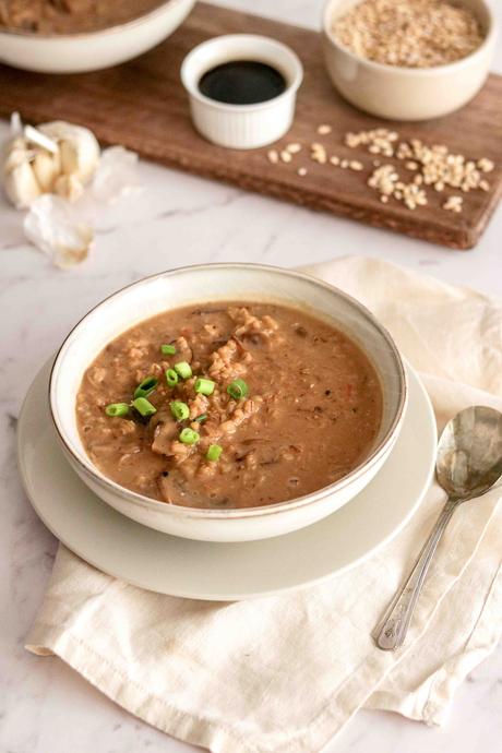 Mushroom and miso soup with barley Mushroom and miso soup with barley