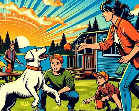 The 3 Best GPS Dog Collars For Hiking And Camping (2025 Update) A family playing with their dog while camping