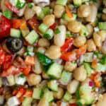 a very closeup shot of Dense Bean salad