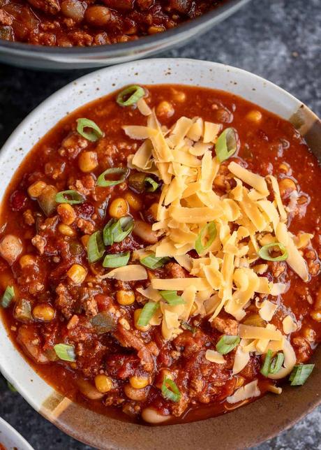 Chili Turkey Recipe a closeup shot of turkey chili